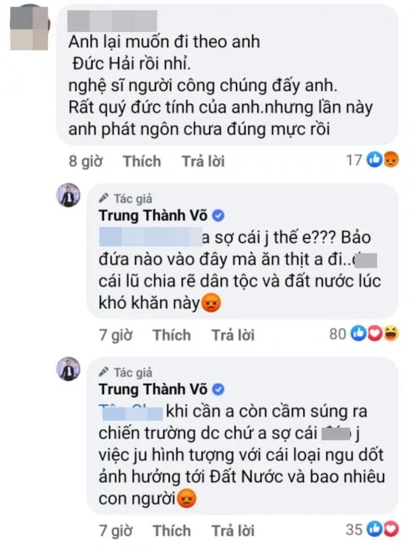 MC Thành Trung đã đăng tải bài viết nâng cao tinh thần chống dịch nhưng lại gây ra tranh cãi dữ dội vì cách dùng từ không tế nhị chút nào. Khi bị netizen nhắc nhở và lấy diễn viên Đức Hải ra làm ví dụ, nam MC cũng đã có màn đáp trả lại.