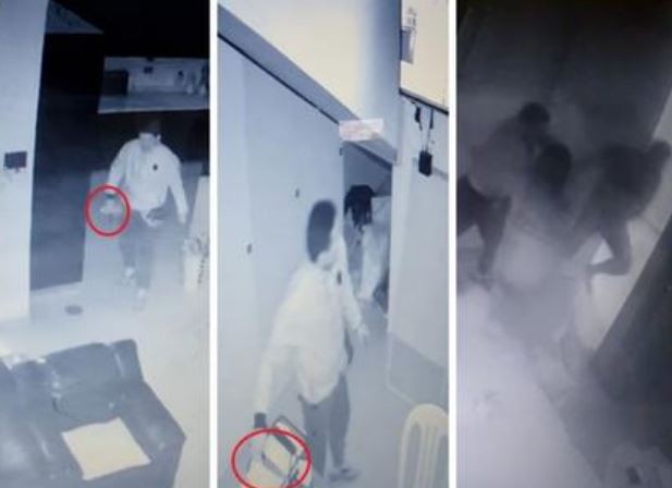 Đoạn video do camera đặt ở góc căn phòng ghi lại cho thấy cặp đôi nam nữ đang 