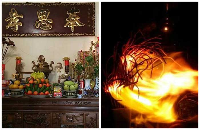 Bát hương bốc cháy nên thận trọng