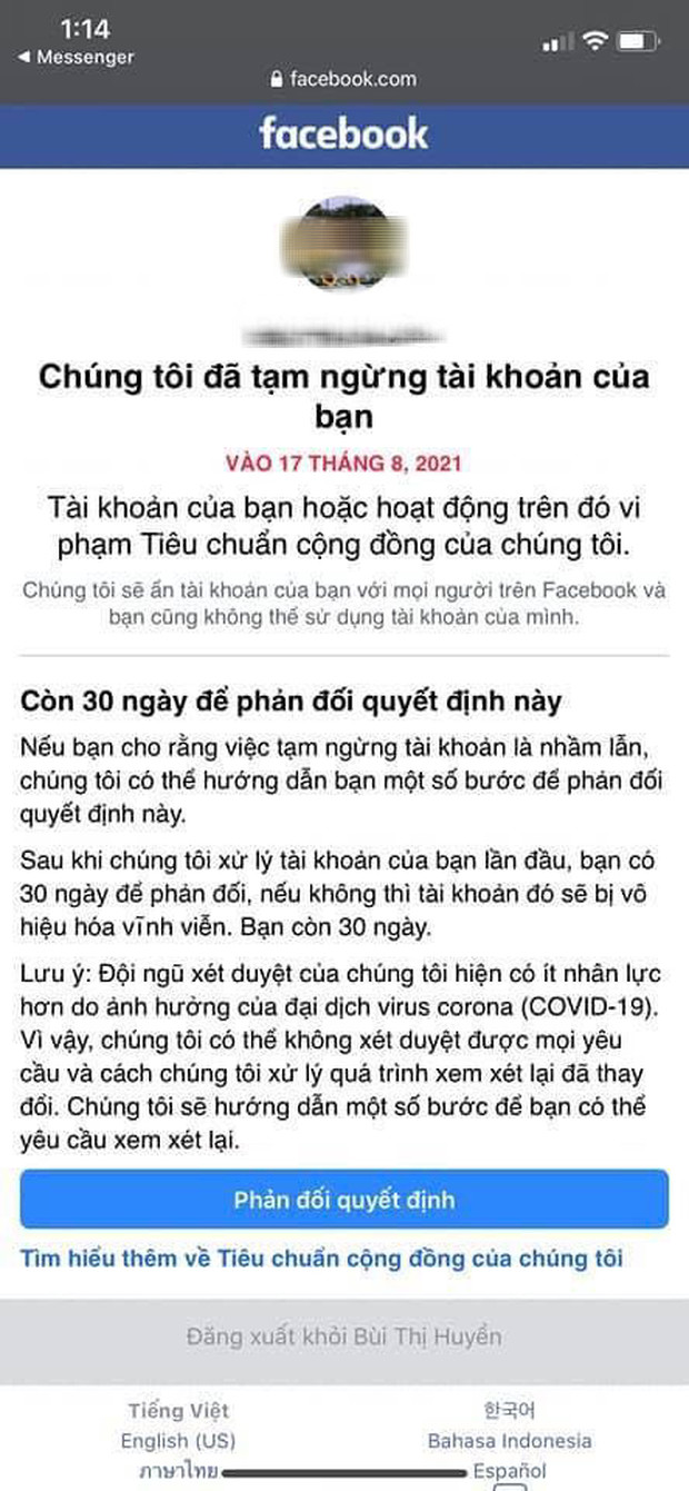 Nhiều tài khoản Facebook bị khóa hôm 17/8, nghi share clip nhạy cảm.(Ảnh: Saostar.vn)    