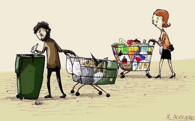 Nhìn từ thùng rác người giàu người nghèo có gì