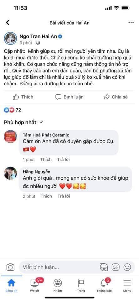 Một số cư dân mạng cho biết, ông cụ đã được giúp đỡ 
