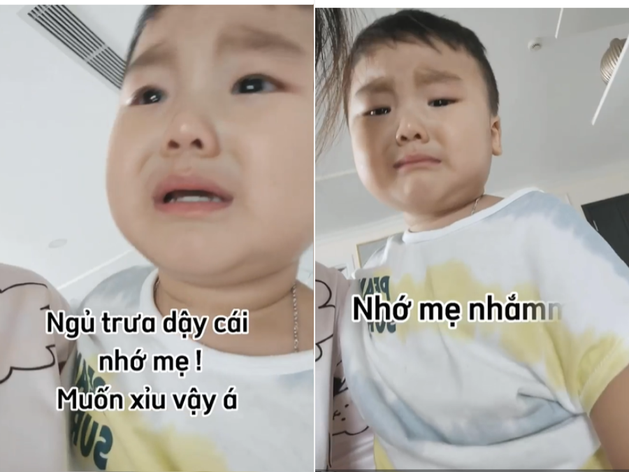 Bo dậy nhưng mẹ vẫn đang ngủ là Bo nhớ mẹ rồi!