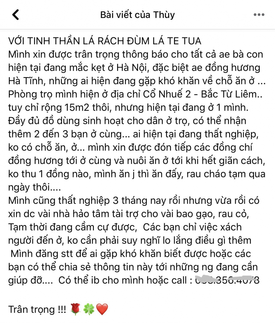 Bài đăng cảm động của chị Chiêm nhận được đông đảo sự quan tâm của cộng đồng mạng (Ảnh: Thanh Niên)