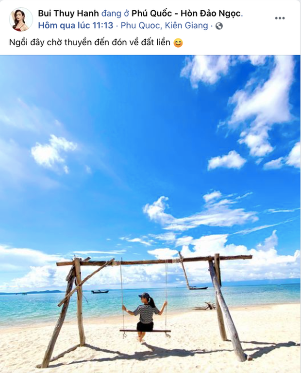 Cuối tháng 6/2021, vợ chồng Thuý Hạnh và Minh Khang có chuyến công tác tại Phú Quốc nhưng vì dịch bệnh nên chưa thể trở về nhà tại Sài Gòn. Trên trang cá nhân ngày 11/9,  Thuý Hạnh đăng ảnh 