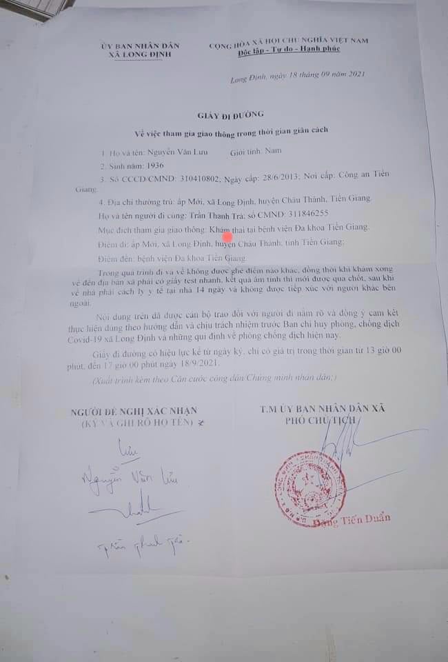 Nội dung của tờ giấy đi đường