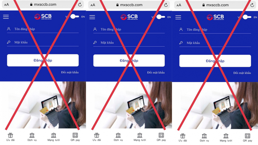 Sau khi đăng nhập tài khoản vào đường link lạ, người đàn ông ở Hà Nội bị rút mất 399 triệu đồng (Ảnh Công an cung cấp)
