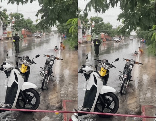 CSCĐ bất lực trước 2 đối tượng đứng tắm mưa