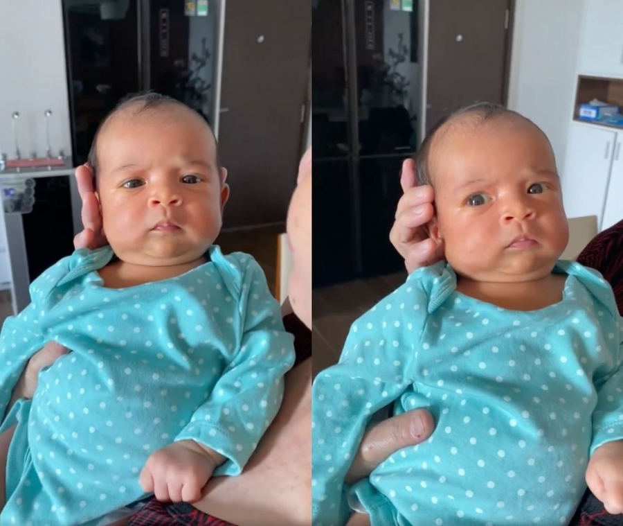 Trước thái độ của con gái, Võ Hạ Trâm hài hước nhấn mạnh con vẫn dành nhiều tình yêu thương cho mẹ dù ánh nhìn không mấy vui tươi.