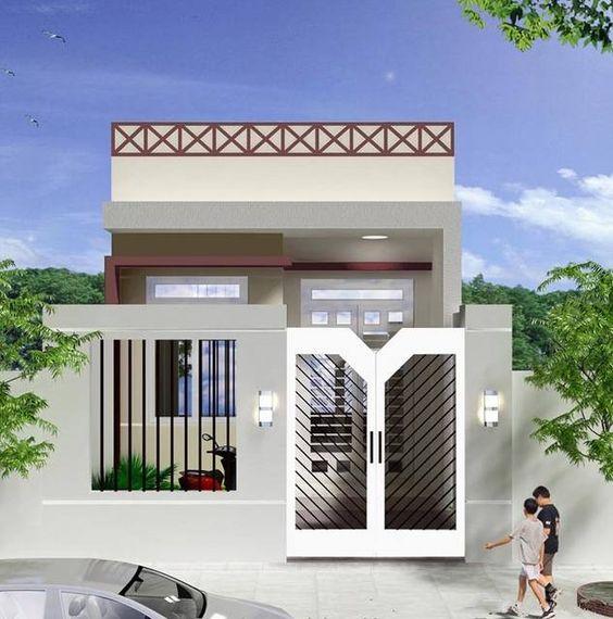 Mẫu nhà phù hợp với diện tích đất hẹp, vẫn có khoảng sân nhỏ phía trước để tạo sự thoáng mát và tận dụng để xe.