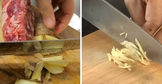 Dùng gừng khử mùi hôi đặc trưng của thịt bò