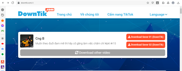 Lựa chọn Server video muốn tải về