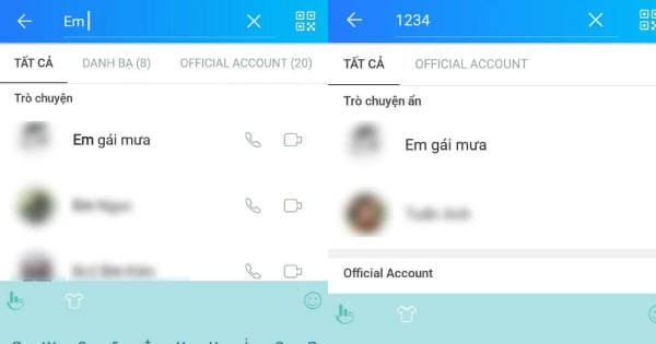 Nhập tên hoặc mã PIN để tìm tin nhắn ẩn.