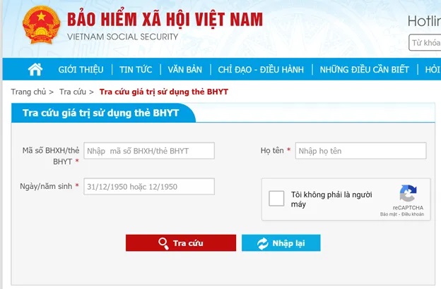 Điền đầy đủ thông tin vào các mục có dấu * màu đỏ. Nhấn vào ô Tôi không phải là người máy sau đó nhấn nút tra cứu.