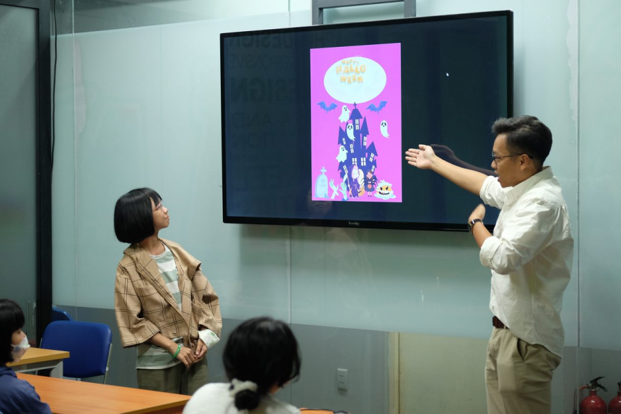 Hình ảnh lớp học Thiết kế đồ họa tại FAS Hồ Chí Minh với chủ đề “Thiết kế poster Halloween” 