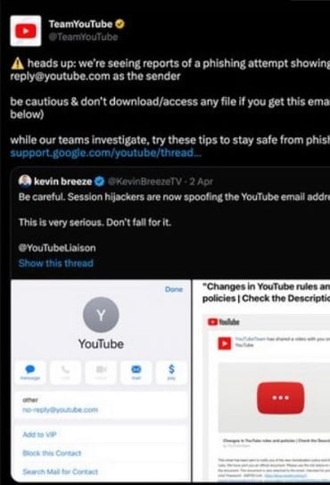 Cảnh báo từ YouTube đăng trên Twitter chính thức