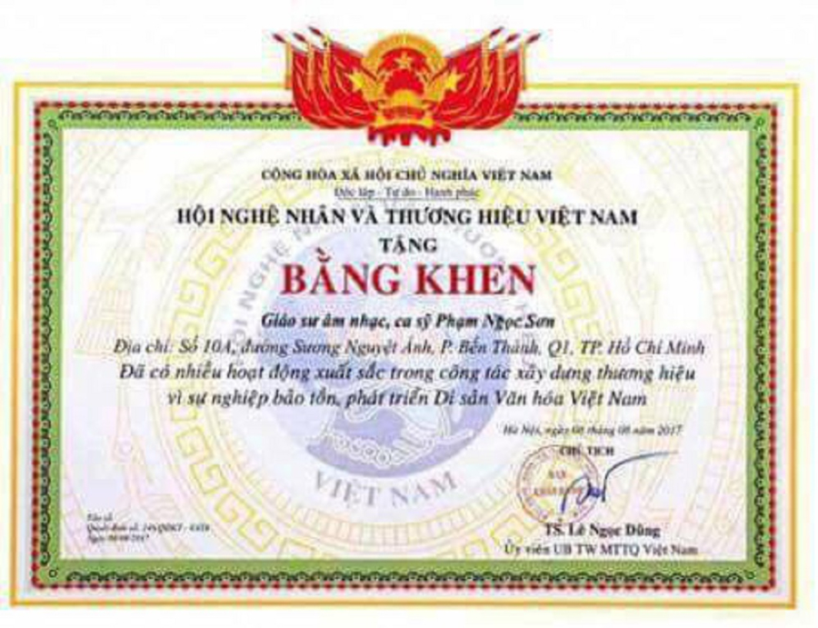 bang khen ngoc son