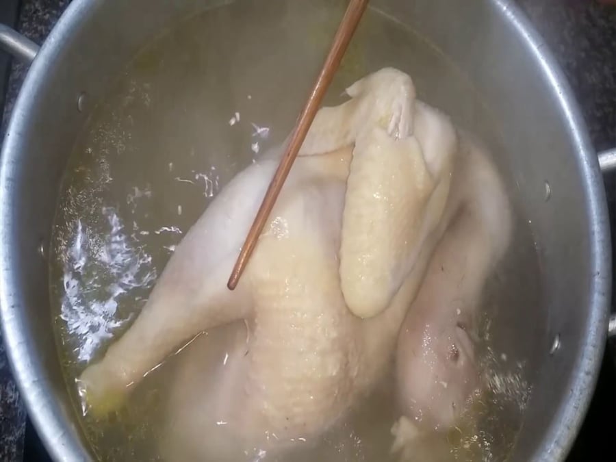 Cho gà vào nồi luộc