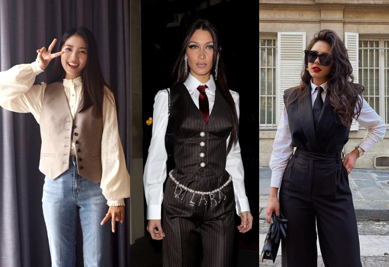 Ngoài ra đừng bó hẹp mình trong những chiếc áo sơ mi đứng dáng mà các kiểu sơ mi cách điệu có phom dáng mềm mại cũng rất hợp để diện cùng áo gile.    