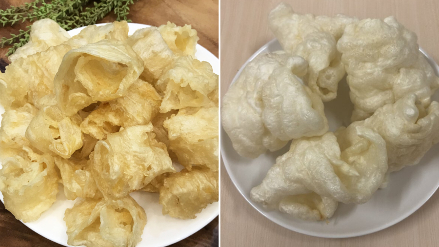 Bong bóng cá được sấy khô hoặc chiên phồng để dễ bảo quản hơn.