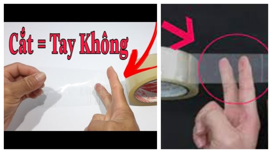 Cắt băng dính bằng tay nhanh hơn dùng kéo