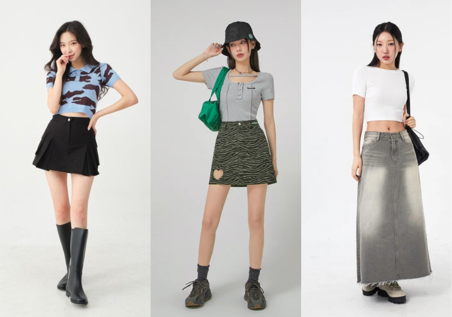 Chân váy chữ A lại có phần 
