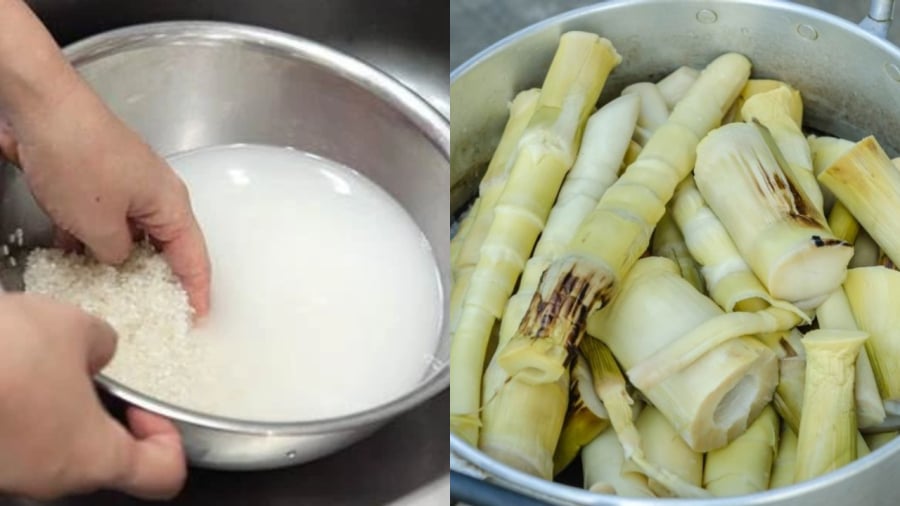 Nước vo gạo giúp khử độc trong măng.
