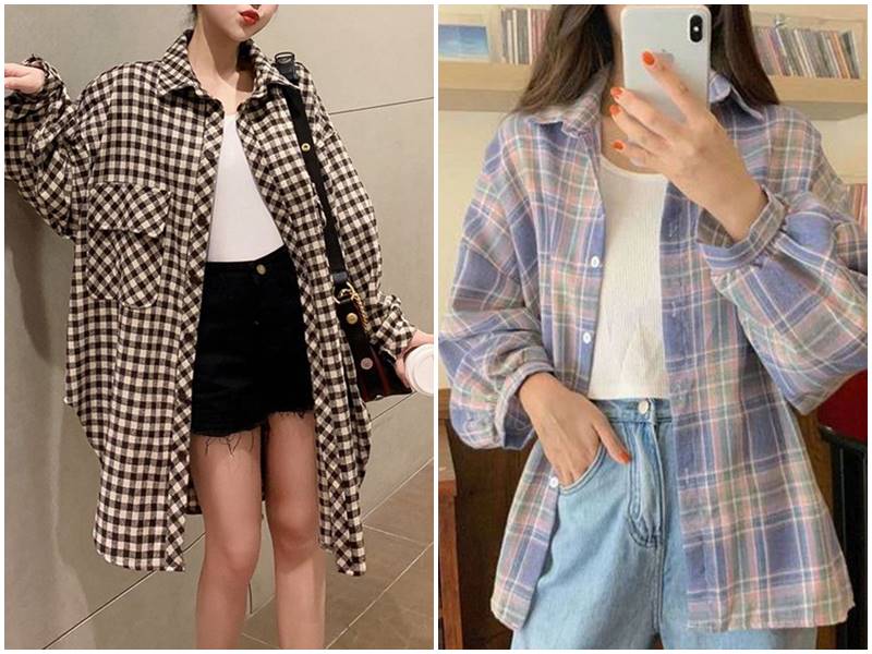 Áo khoác sơ mi nữ form rộng cá tính    