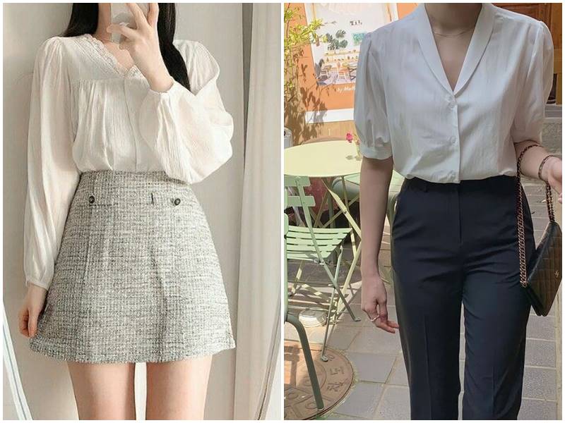 Áo sơ mi trắng nữ Hàn Quốc form rộng 