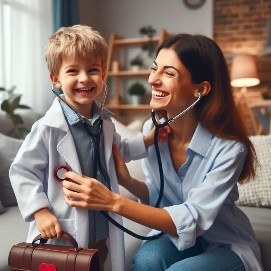 Trò chơi này giúp trẻ phát triển khả năng tưởng tượng, giao tiếp và ngôn ngữ.