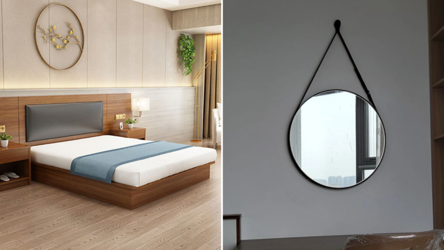 Đầu và cuối giường không nên để gương soi.