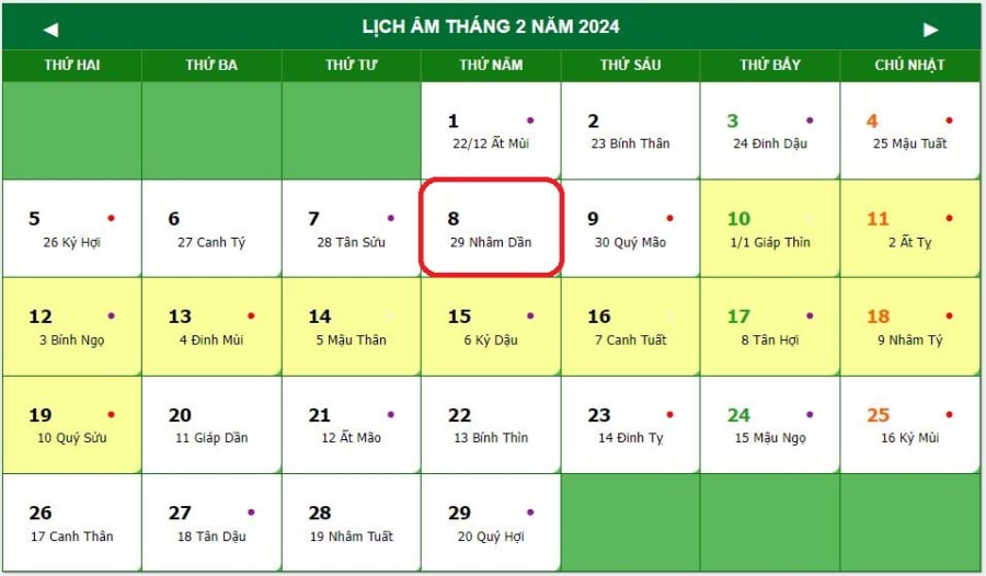 Xem giờ tốt xấu ngày 8/3/2024, xem lịch âm ngày 8/3/2024.