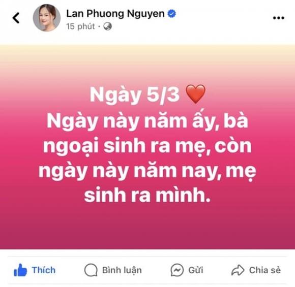 Lan Phương thông báo tin đã sinh con thứ hai. Cô hạnh phúc viết: 