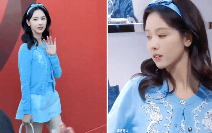 Trần Đô Linh lại thu hút với sắc baby blue dịu dàng, toát lên vẻ đẹp dịu dàng nhưng không kém phần thời thượng. Nữ diễn viên Hoa ngữ đem tới tạo hình xinh đẹp.