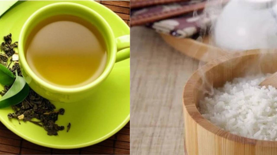 Nấu cơm bằng nước trà xanh.