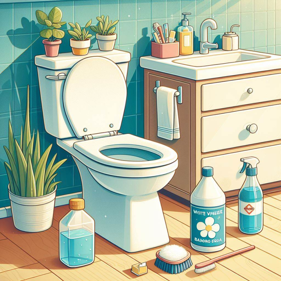 Để thực hiện việc làm sạch bồn cầu, bạn chỉ cần chuẩn bị một cốc giấm trắng và một thìa canh baking soda