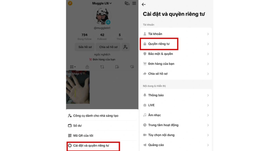 Bạn đăng nhập vào cài đặt quyền riêng tư sẽ có phần để tắt tính năng thông báo đang hoạt động