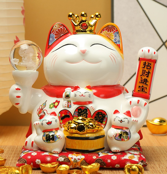 Mèo may mắn giữ đồng tiền vàng phản ánh mong muốn về một Shbet16 chơi game trực tuyến hạnh phúc và thành công