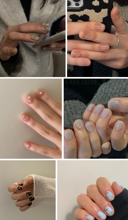 Nail đính hạt tròn này cũng đang khá phổ biến. Hạt đơn giản phù hợp với nhiều mẫu nail khác nhau, từ màu trơn, ombre đến sơn nhũ. Bạn có thể chọn hạt màu bạc hay vàng, size to hay nhỏ tùy vào kích thước móng tay hoặc màu nail đã chọn     