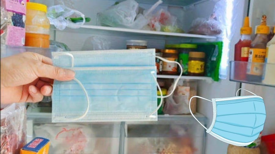 Khẩu trang ý tế cùng một vài nguyên liệu quen thuộc đã giúp khử mùi và chống đông tuyết tủ lạnh hiệu quả