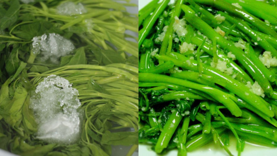 Sốc nhiệt xào rau xanh ngon giòn hơn