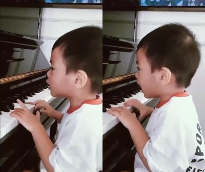 Khoảnh khắc đáng yêu của con trai Hà Tăng.