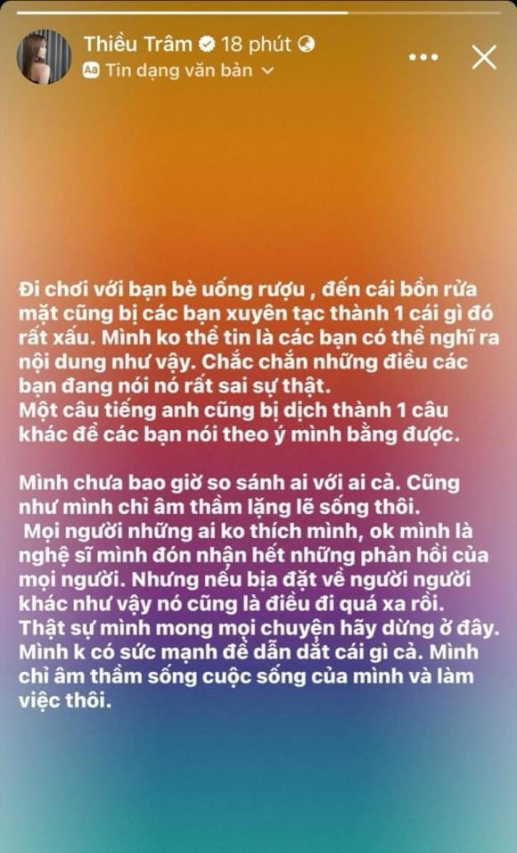 Thiều Bảo Trâm đã có chia sẻ chính thức như muốn bảo vệ nửa kia    
