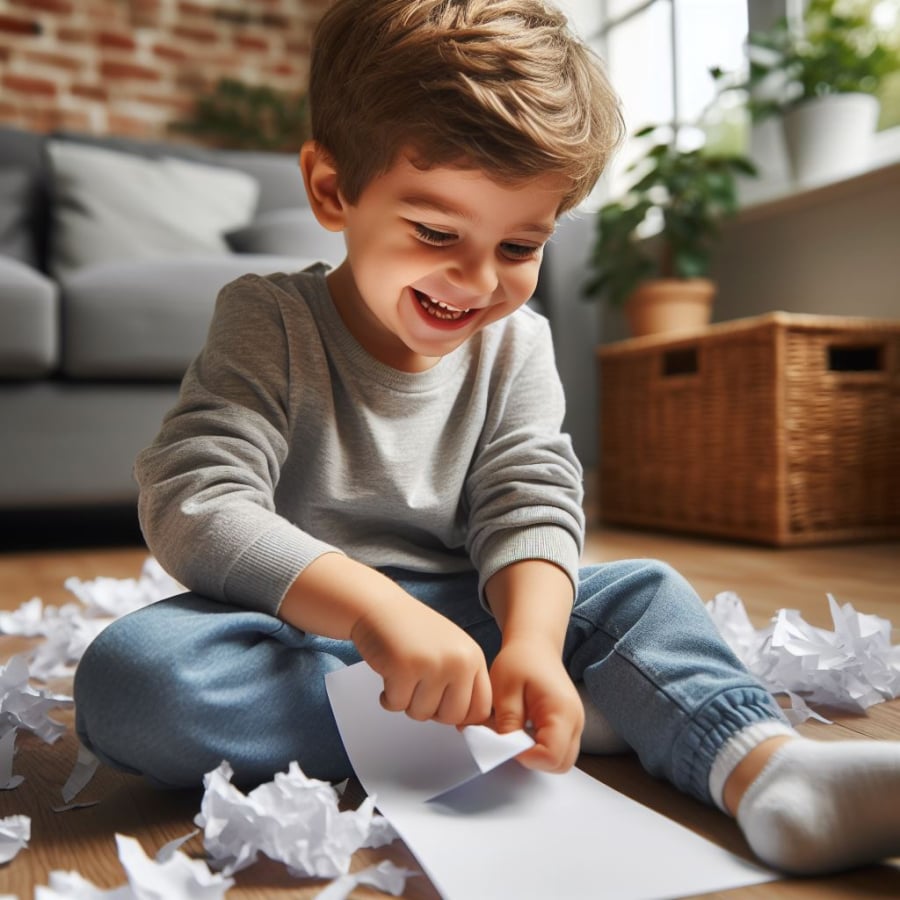 Việc xé giấy thực sự giúp trẻ phát triển khả năng vận động của đôi tay