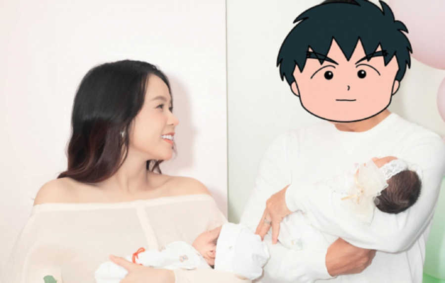 Sam cùng ông xã tổ chức tiệc đầy tháng cho cặp song sinh.