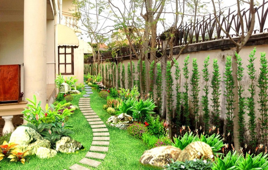 Cây cối xanh tốt, khuôn viên nhà sạch đẹp là biểu hiện cho sự sống, là khởi đầu của may mắn, thành công.