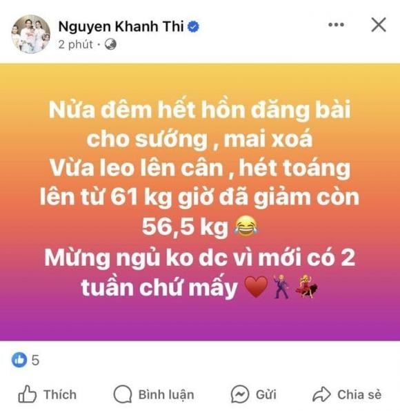Khánh Thi vui mừng vì giảm được nhiều cân trong thời gian ngắn  