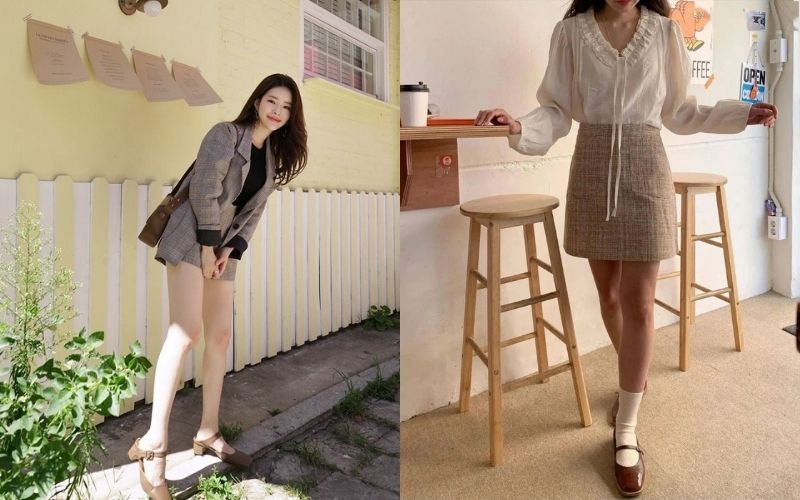 Giày Mary Jane phối với chân váy năng động, dễ thương
