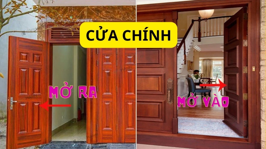 Với những nhà diện tích quá chật, cửa mở vào trong chiếm nhiều diện tích thì có thể thiết kế cửa kiểu cánh trượt, về phong thủy cũng đạt yêu cầu.    