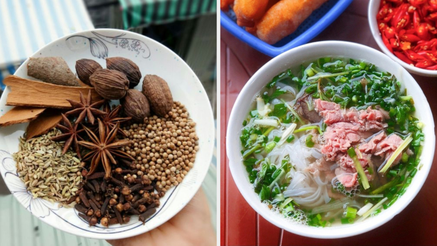 Thứ tạo nên hương vị đặc trưng cho nước dùng phở bò, làm dậy lên mùi thơm chính là hoa hồi, thảo quả, quế chi, gừng.